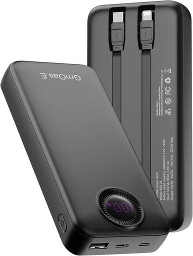 rnOas.E PowerBank 20000 mAh, carga rápida de 22.5W