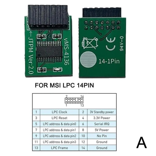 Modulo TPM 2.0 MSI 14 Pines para MSI