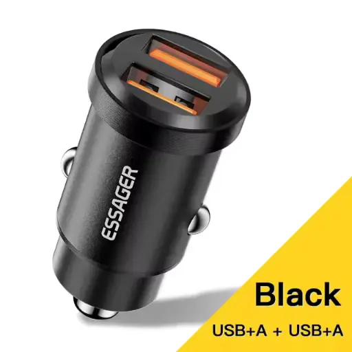 ESSAGER Cargador Automovil 30W Carga Rapida Doble Puerto